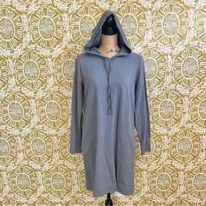 Eileen Fisher Traceable Organic Cotton Jersey Hooded Mini Dress in Gray Sz S